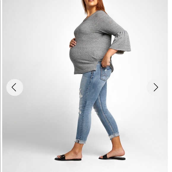 HOST PICK! - Silver Suki Skinny Crop maternity jeans - like new - Picture 4 of 10